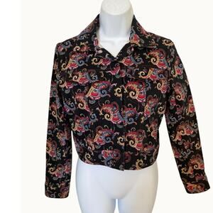Vintage Y2K Virtue Paisley Boho Jacket Snap Front M